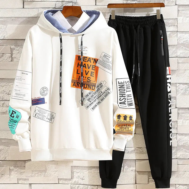 Men's hoodie fall new junior high school students fall with a set of hooded men