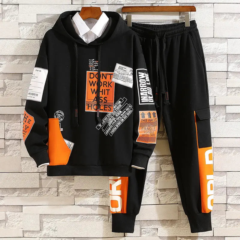 Men's hoodie fall new junior high school students fall with a set of hooded men