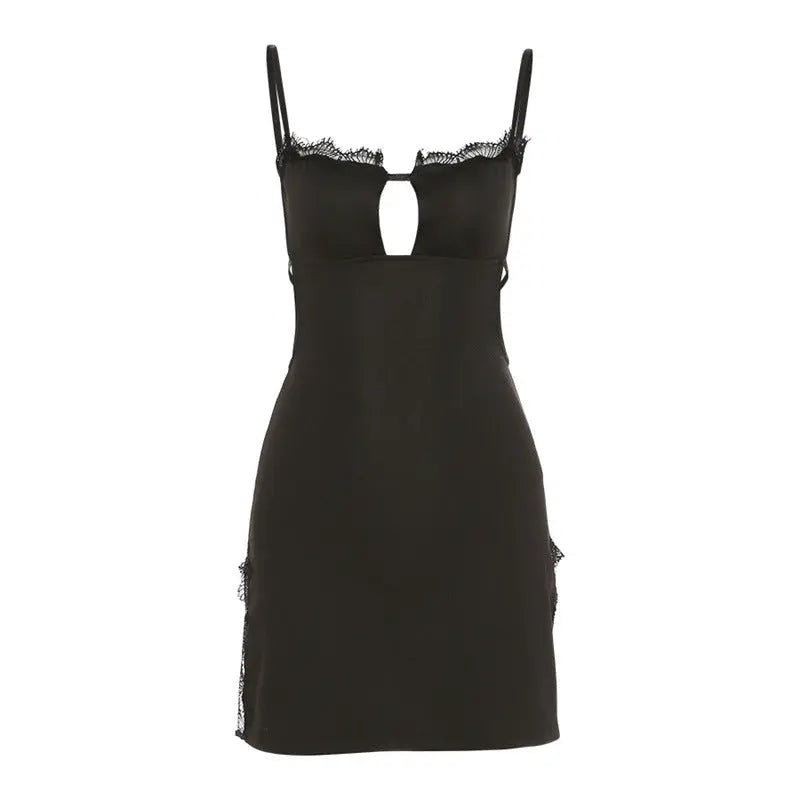 Summer new women's sling a line shoulder fashion sexy backless slit dress women