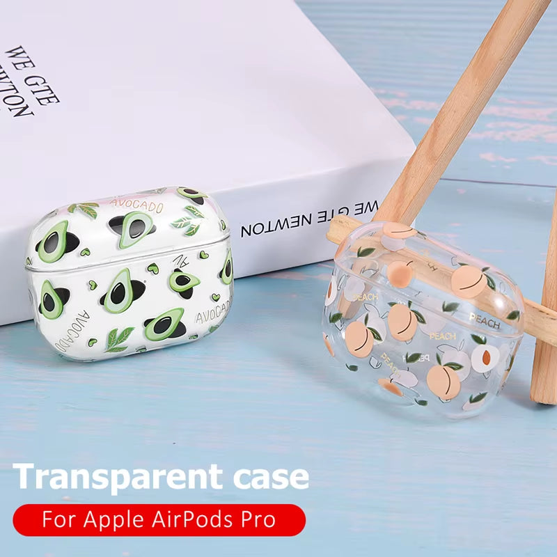 Cute Clear Earphone Case for Airpods Pro 1 2 3 Case Fruit Pattern Transparent Hard PC Cover for Airpods 3 2 Pro Air Pods Covers