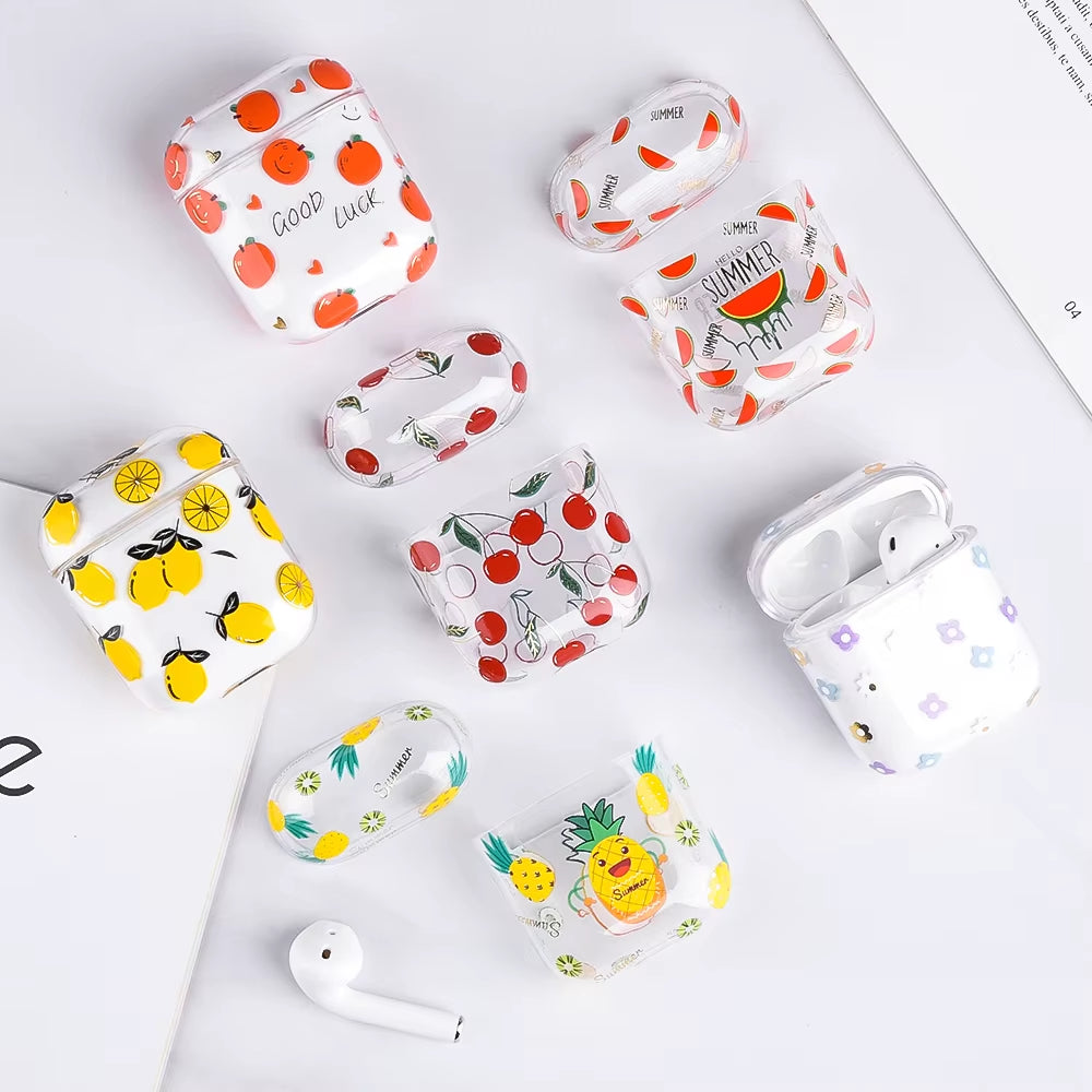 Cute Clear Earphone Case for Airpods Pro 1 2 3 Case Fruit Pattern Transparent Hard PC Cover for Airpods 3 2 Pro Air Pods Covers