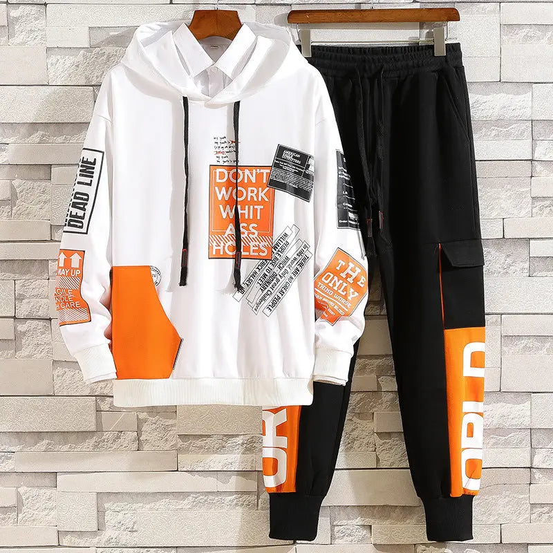 Men's hoodie fall new junior high school students fall with a set of hooded men