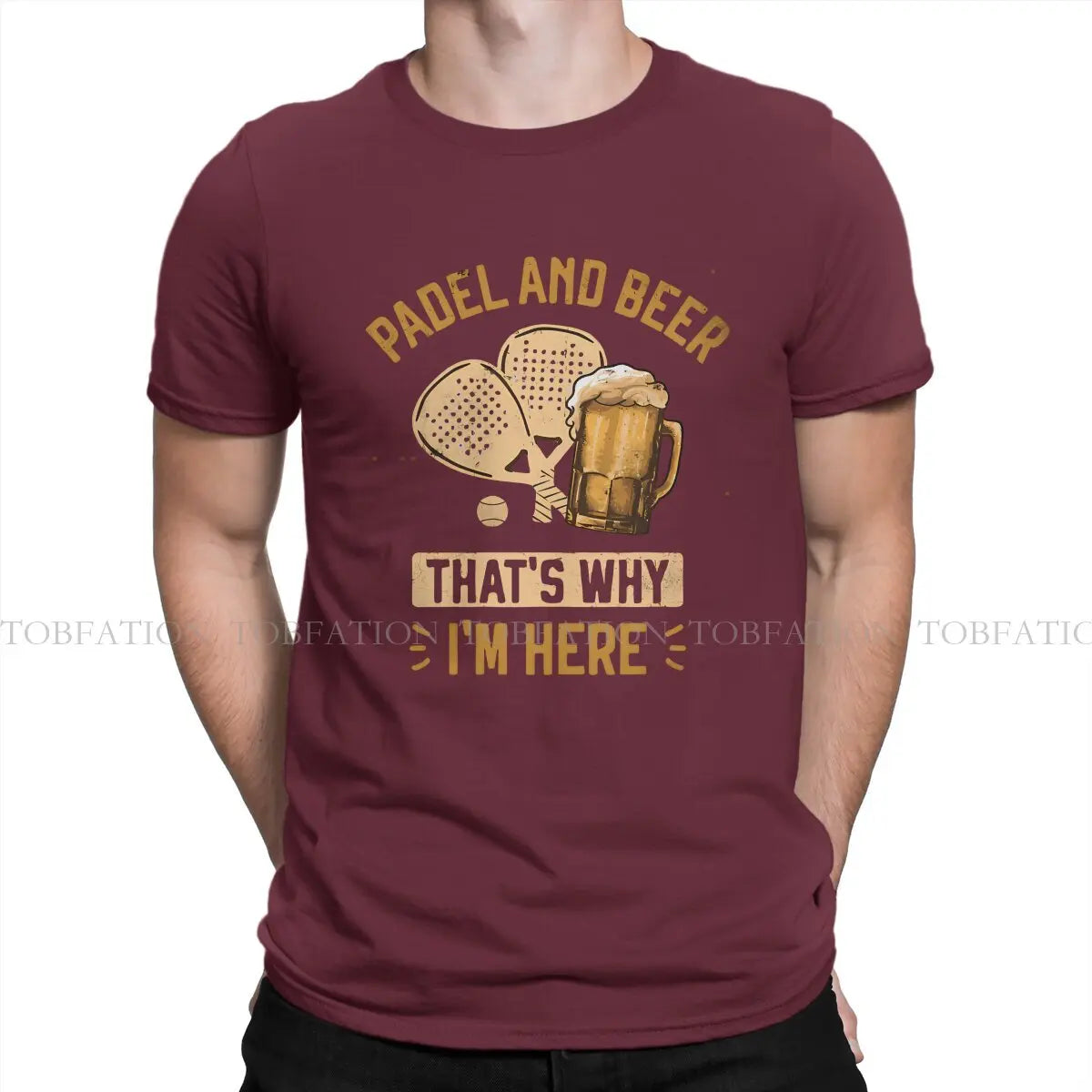Padel and Beer That'S Why I'M Here Padel for Beer Lovers Padel Players Beer Funny Tshirt Punk T Shirt Pure Cotton Short Sleeve