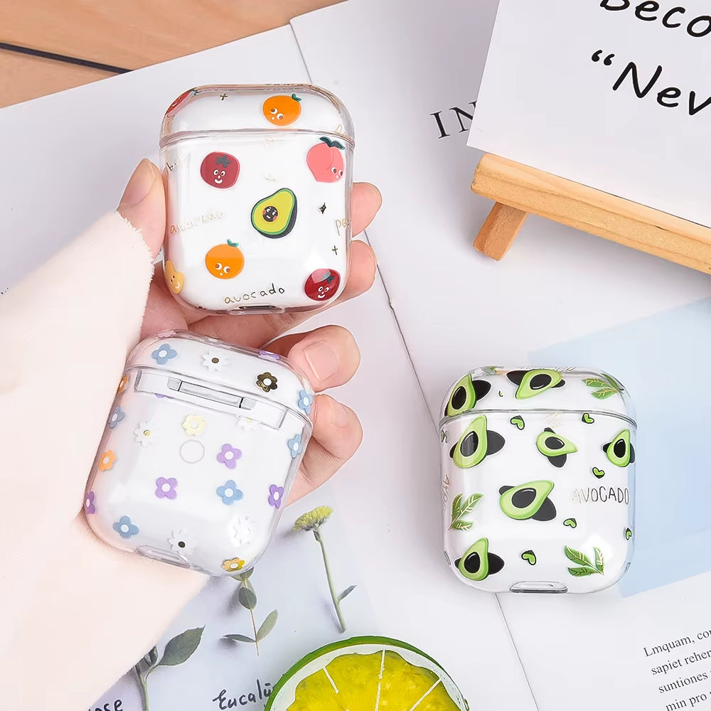 Cute Clear Earphone Case for Airpods Pro 1 2 3 Case Fruit Pattern Transparent Hard PC Cover for Airpods 3 2 Pro Air Pods Covers