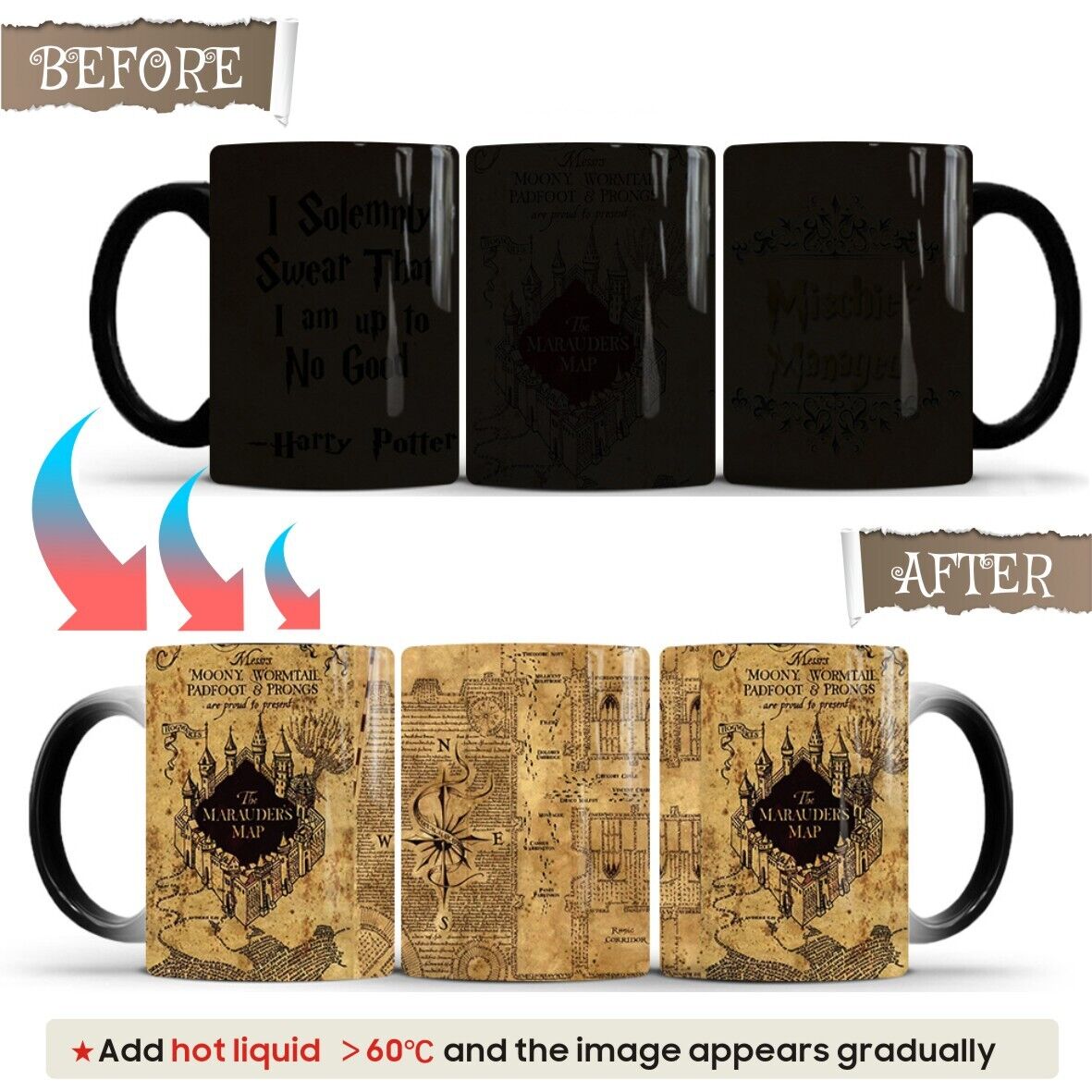 Harry Potter Magic Cup Coffee Mug Heat Sensitive Color Changing Ceramic Mug UK
