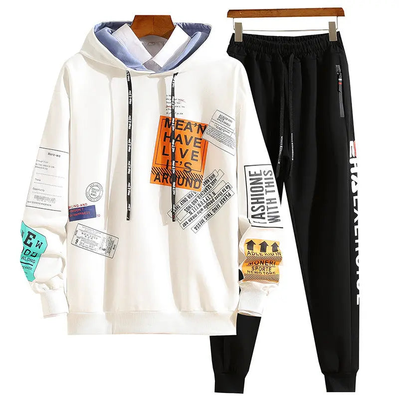 Men's hoodie fall new junior high school students fall with a set of hooded men